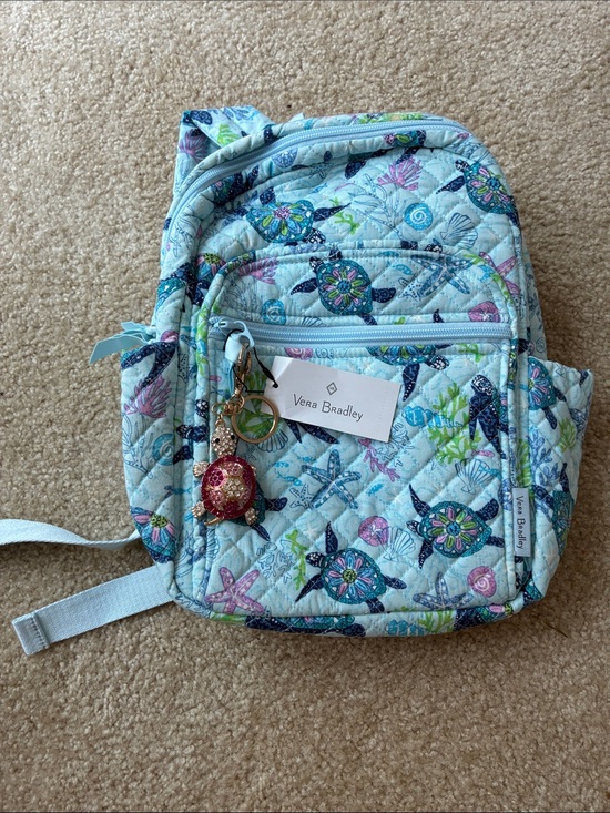 Vera Bradley Handbags - Vera Bradley Quilted Sea Turtle Mini Backpack in Light Blue and Aqua